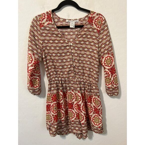 American Rag Printed Romper Sz M Polyester Boho Coastal Beach - Picture 2 of 7
